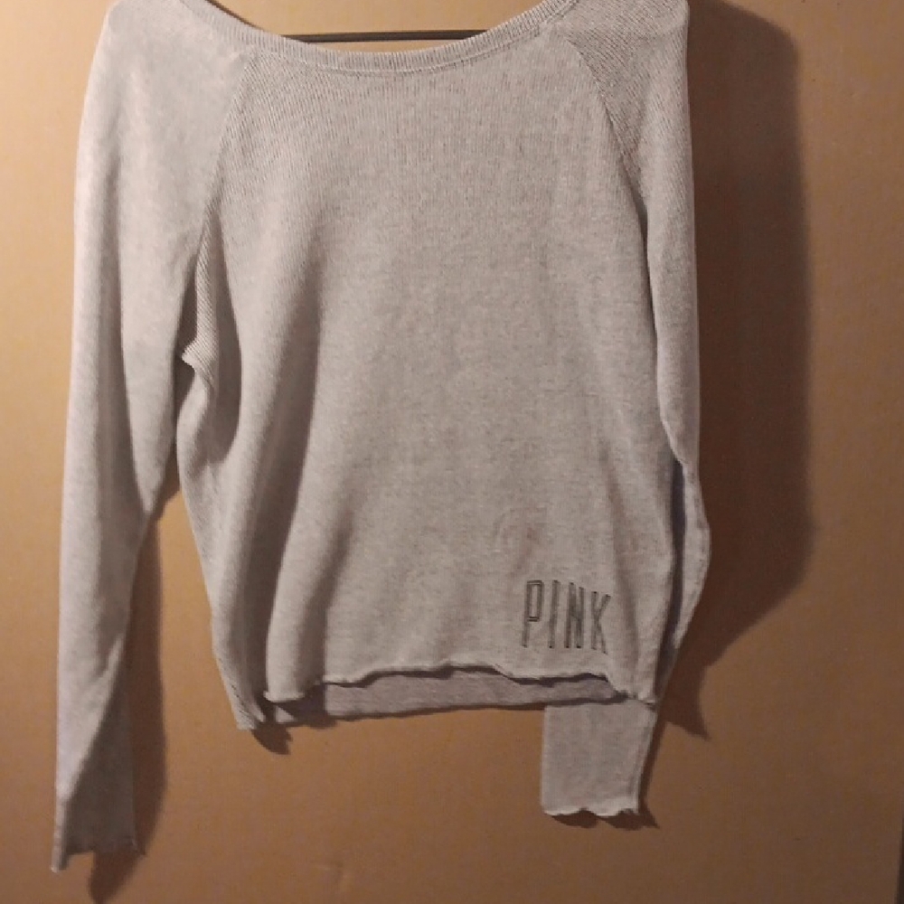 PINK Victoria's Secret Light Gray Long Sleeve Top